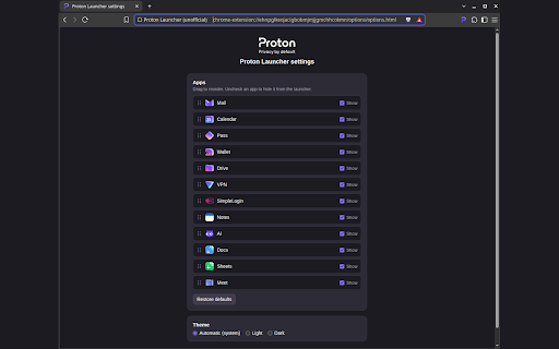 Proton Launcher (unofficial) :: Fast launcher on grid to Proton webapps (unofficial)