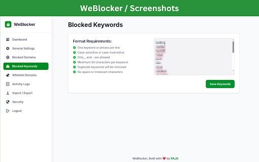 WeBlocker - Domain & Keywords Blocker :: Take Control of Your Digital Focus