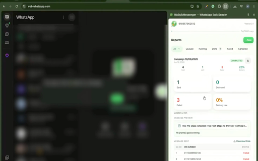 WaBulkMessenger — WhatsApp Bulk Sender :: Send personalized bulk WhatsApp messages from WhatsApp Web with Excel/CSV import, scheduling, attachments, and campaign tracking.