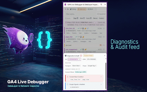 GA4 Live Debugger & DataLayer Inspector :: Real-time GA4 debugger & dataLayer inspector. Catch PII leaks, audit ecommerce, and block hits right from the Chrome Side Panel.