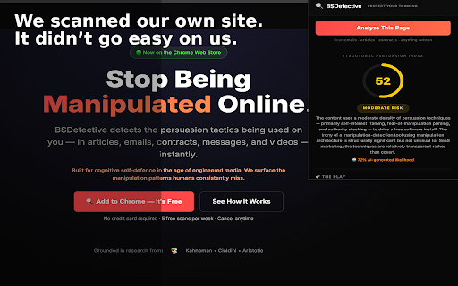BSDetective – Persuasion Pattern Analysis :: Detect persuasion tactics in articles, emails, contracts and messages. AI-powered manipulation analysis.