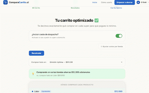 ComparaCarrito.cl :: Compara precios de Líder, Jumbo, Unimarc y Santa Isabel, y optimiza tu carrito de supermercado.