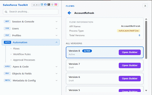 SF Admin Toolkit :: Get Salesforce session ID and quick admin tools