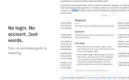 Etymologist – Word Meanings, Origins, and Synonyms :: Double-click any word to instantly discover its meaning, etymology, and synonyms.