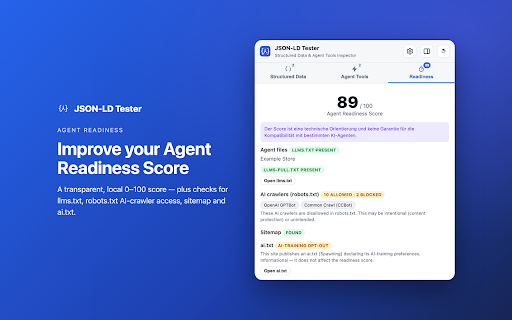 JSON-LD Tester – Structured Data & Agent Tools Inspector :: Inspect and test JSON-LD, Schema.org data and agent tools on any website.