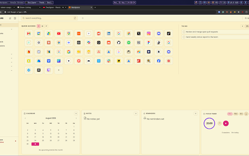 Nestpane :: Replaces the new tab with a local-first dashboard: bookmarks, notes, tasks, focus timer, optional Drive sync.