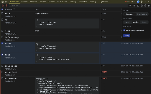 Console Pro :: An enhanced console with better log visibility and effortless filtering, searching, and downloading of logs.