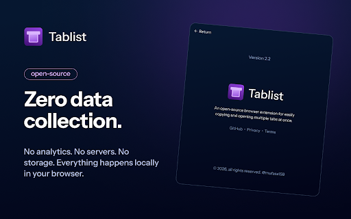 Tablist :: An open-source browser extension for easily copying and opening multiple tabs at once
