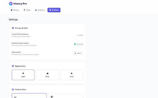 History Pro - Advanced Browsing History Manager :: Intelligent, privacy-first browser history manager with smart automation and deep insights