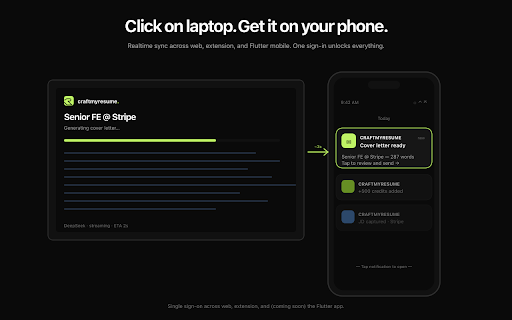 CraftMyResume — Apply to jobs 10× faster :: One-click capture any job. AI drafts a tailored email with a public resume link and opens it in Gmail, ready to send.