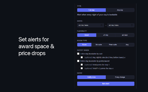 HotelXray for Hyatt — Points, Rates & Upgrades :: Points, cash prices & CPP for every Hyatt hotel — on search results and hotel pages, live as you browse.