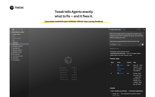 Tweak :: Collect client feedback on live websites. Pin comments to elements, style previews, and MCP fix workflows.