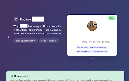 Skoolgrades Sync :: Sync Skool community data to Skoolgrades. In-context analytics and one-click actions on your admin pages.