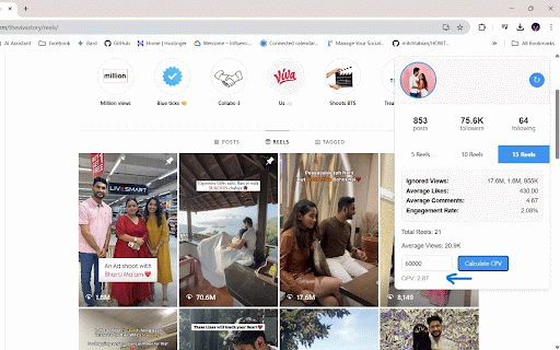 T-Analytics – Instagram Profile Analyzer :: Analyze Instagram profiles instantly: engagement rate, reel views, CPV, likes & comments — all for free, right on Instagram.