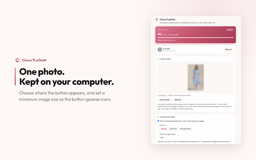 CleverTryOnAI — AI Virtual Try On Clothes :: Free AI virtual try-on for any online store. See clothes on your own photo — hover a product image and try it on in seconds.