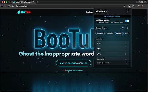 BooTube :: Censor profanity on YouTube.