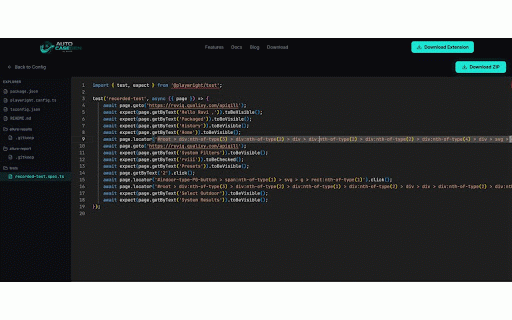AutoCaseGen - Test Recorder & Code Generator :: Record clicks, inputs & navigation and generate Playwright or Cypress test code with POM support. No server required.