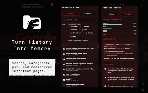 DinoDash - Interactive New Tab & Enhanced Dino Game :: Transform your new tab with productivity widgets, smart history, favorite links, themes, and an enhanced Dino game.