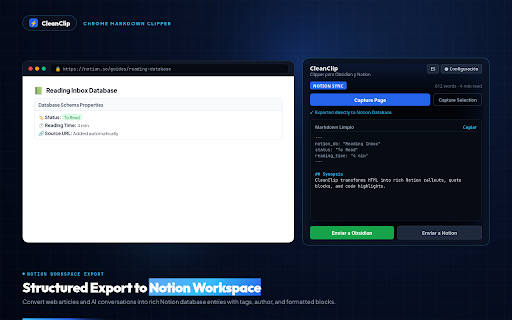 CleanClip: Web Clipper for Obsidian & Notion :: AI-powered clean Markdown web clipper that syncs to Obsidian and Notion.