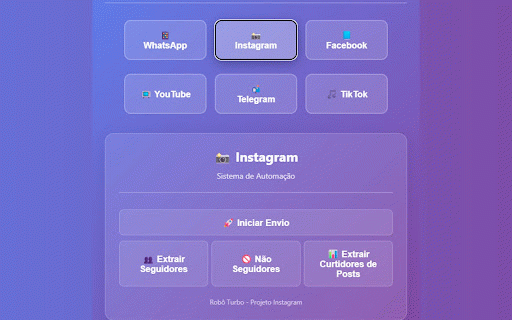 Robô Turbo - Projetos Unificados :: Sistema unificado para WhatsApp e Instagram - Automatização de mensagens e interações