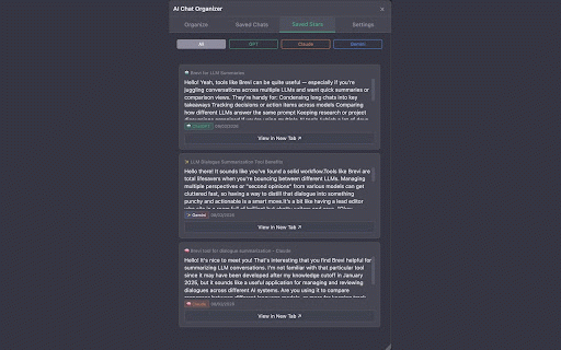 Brevi: AI Chat Summarizer & History :: Organize and manage your AI conversations (ChatGPT & Gemini) with folders, tags, and search functionality