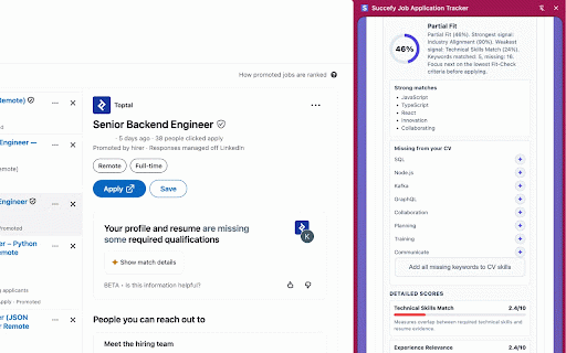Succefy Job Application Tracker :: Capture and save job application details to Succefy seamlessly