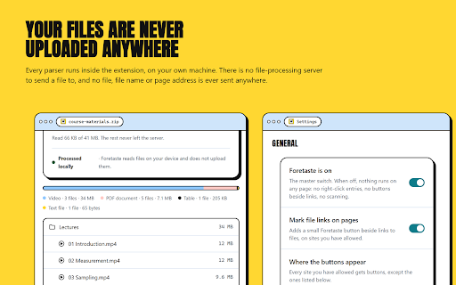 Preview files before downloading - Foretaste :: See inside documents, spreadsheets, ZIP archives and data files before downloading. Read in your browser, and nothing is uploaded.