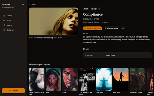 thèque :: Save the current tab to your thèque library.