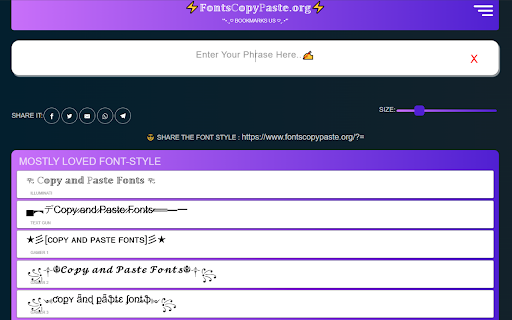 Stylish Fonts Copy Paste Generator :: Fonts Copy Paste - Generate stylish fancy cool text fonts and share with your friends & relatives - One Click Copy Option.