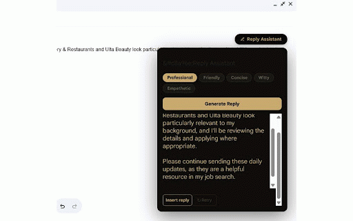 Reply Assistant :: AI-powered replies for Gmail, LinkedIn & X — one click, any tone.