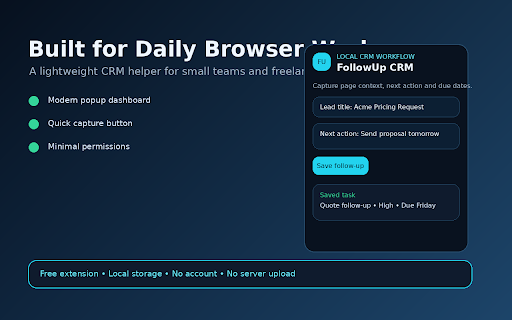 Page Notes & FollowUp CRM Assistant :: Save page-based follow-up notes, next actions, and CRM tasks locally in one click.