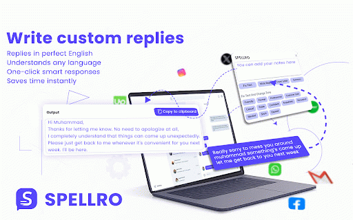 Spellro: Grammar & Spelling Fixer, Smart Writing Assistant & Text Expander :: A smart writing assistant to fix grammar & spelling, expand shortcuts, adjust tone, craft custom replies, and write cover letters.