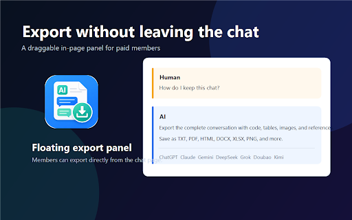 ExportAI - AI Conversation Exporter :: Export AI conversations in one click with multi-platform and multi-format export.