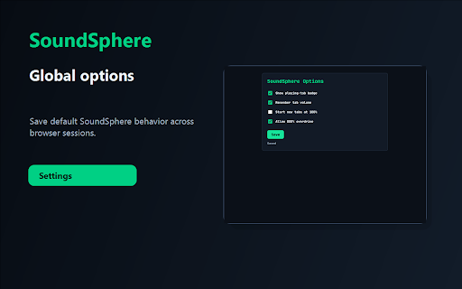 SoundSphere :: Reliable per-tab volume boost and 10-band EQ for browser audio.