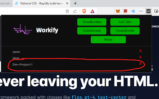Workify :: The Extension is used to Boost the productivity, here in this extension you can manage tabs make there bundles, just open them in…