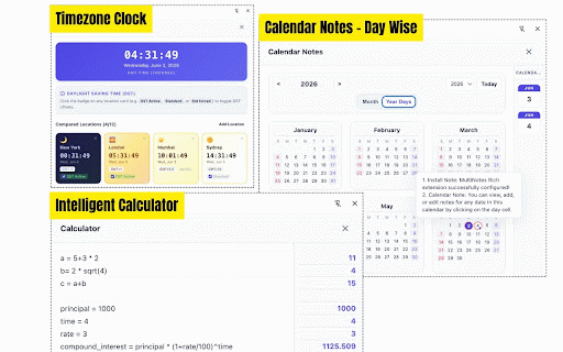 MultiNotes Super App :: A rich text multi-note sidepanel. Bold, italic, tables, checklists, code blocks, highlights & more. Fully Offline. Zero cloud.