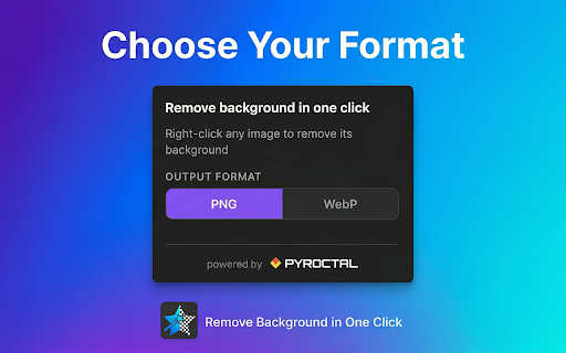Remove background in one click :: Right-click any image to remove its background instantly. Private, on-device processing — no uploads needed.