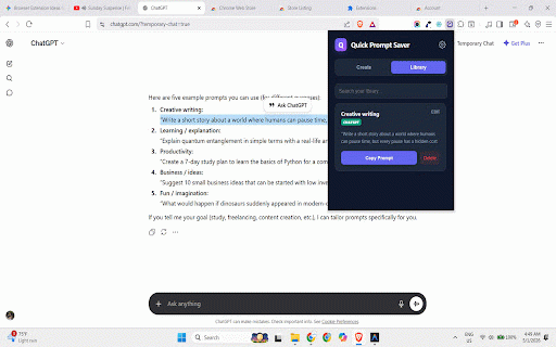 Quick Prompt Saver :: Save your favorite AI prompts and access them with one click.
