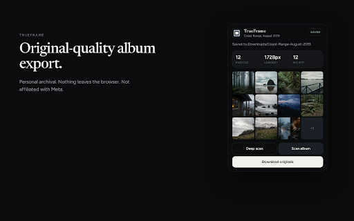 TrueFrame :: Bulk download original-quality photos from public Facebook albums.