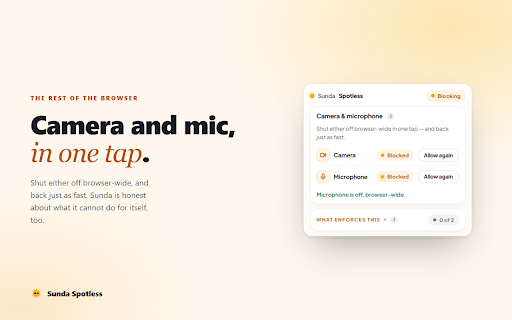 Sunda Spotless :: Blocks adult sites. Only the parent's word can change the settings. The page check happens on your computer — no page leaves it.