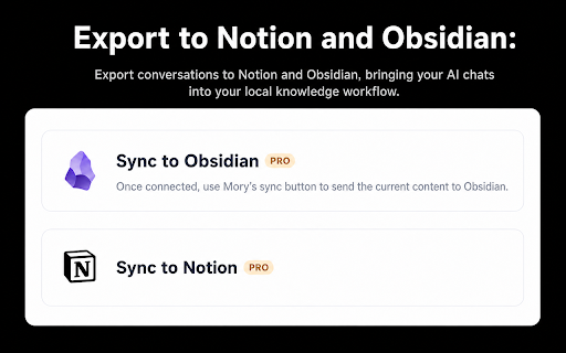 Mory - Save, organize, and export AI conversations :: Save valuable AI conversations locally, highlight key passages, and organize, find, or export them when needed.