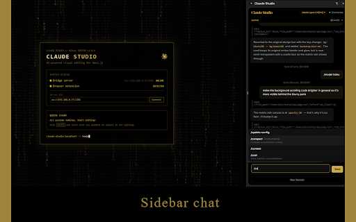 Claude Studio :: Visual AI coding assistant — select elements, describe changes, Claude Code executes