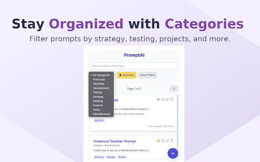 PromptAI - AI Prompt Library, Organizer & Tracker :: A prompt library for everyday AI users. Create, store, categorize, and quickly access your prompts.
