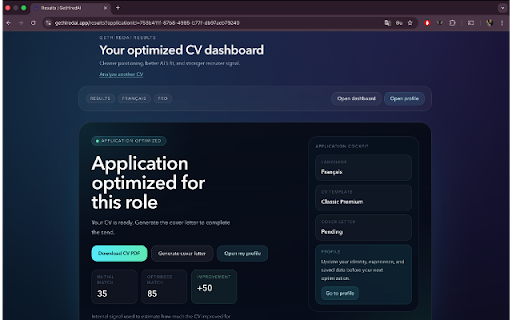 GetHiredAI :: Optimize supported job pages with your saved GetHiredAI CVs.