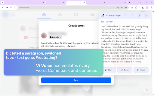 Vi Voice - Voice Input Assistant :: Speech-to-text dictation with AI punctuation. Voice typing in 11 languages. Instant transcription. GDPR compliant & private.