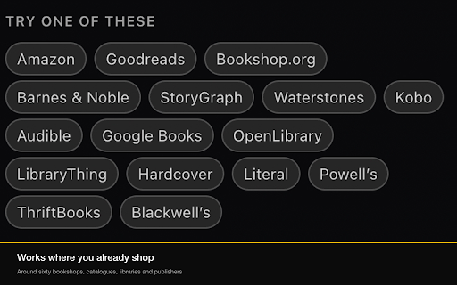 Lit Salon — Add to Shelf :: Click the orb on Amazon, Goodreads or any book page to add the book to your lit.salon shelf.