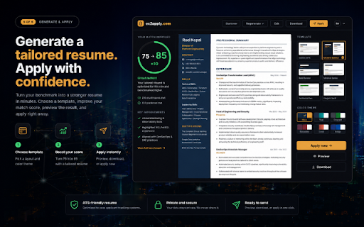ec2apply Resume Job Matcher & Analyzer :: Free AI resume matcher & analyzer. Match to a job: reads this page's job description and tailors your resume at ec2apply.com.
