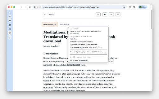 re/read - read offline, translate and learn :: Read web articles and EPUB books offline - and learn the language you read them in. Nothing you read leaves your device.