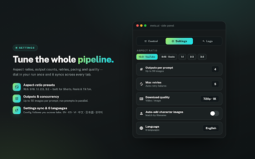 Batch Generator & Auto Download for Meta AI :: Automate Meta AI — batch generate & auto download AI videos and images on meta.ai. Bulk prompt queue, auto retry, auto save.