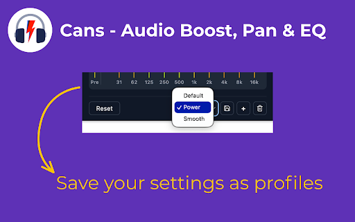 Cans - Audio Booster, Panner & Equalizer :: Volume booster up to 500% with a 10-band equalizer, stereo pan and per-ear EQ. Control the audio on any tab.